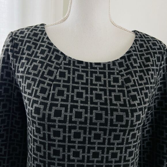 Grace Elements Charcoal Gray Thick Knit Cozy Sweater Dress Geometric - Size 6 - Picture 2 of 8